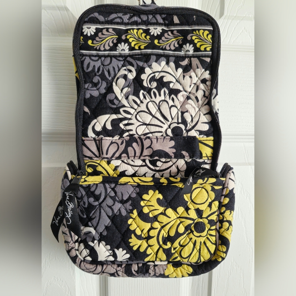Vera Bradley Black Yellow Button Floral Paisley Tote Bag with Accessories Large - Picture 8 of 16